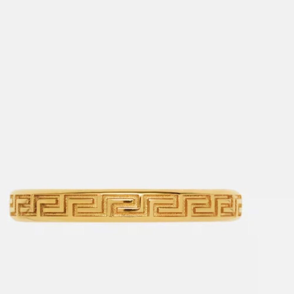 Versace Greca and Versace Logo Engraved on the Inner Band Ring Italy Sz 21